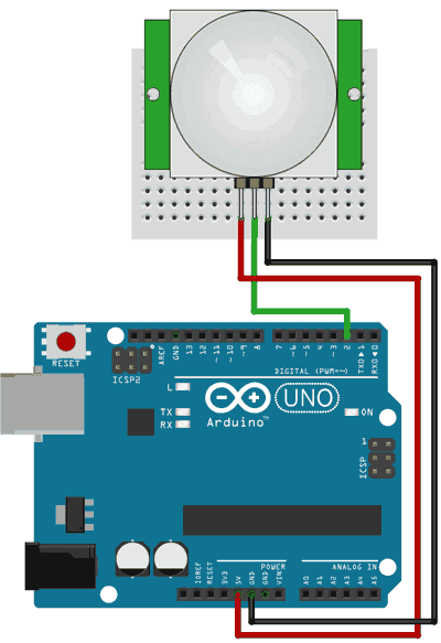 Conexión del sensor PIR al Arduino