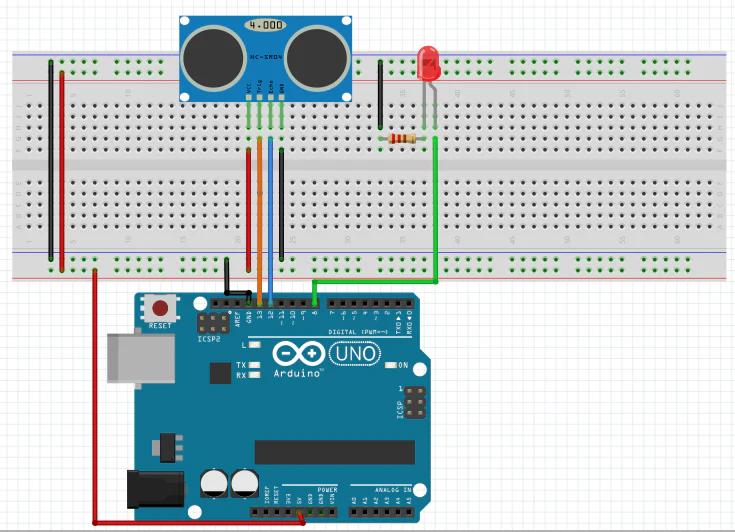 Conexión del sensor ultrasónico HC-SR04