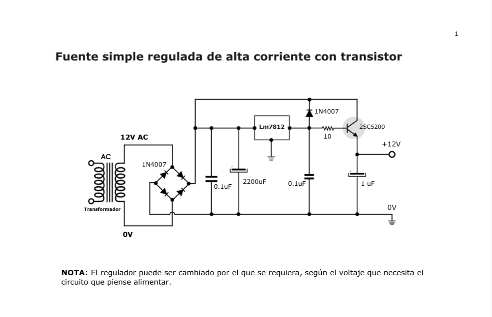 Circuito Fuente de Alimentación Variable AC-DC con LM317